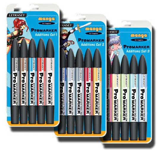 Letraset Promarker Marker Pen Manga Additions Set 1,2,3