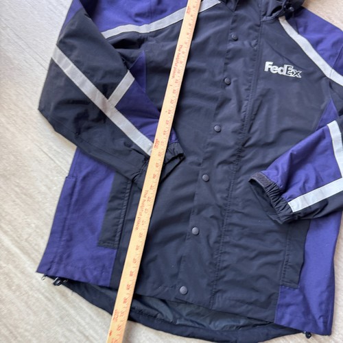 FedEx Stan Herman Regenmantel mit Kapuze Herren L reflektierend sehr guter Zustand Imagewear Windbreaker - Bild 7 von 7