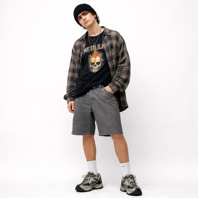 VANS Long Length Shorts Sz 34 Railroad Striped 90s Y2K Inspired Grunge Skater 