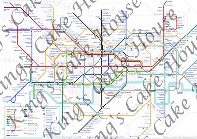 London Tube Underground Karte essbare Kuchenfolie. Essbare Zuckergussblätter, 2er SET
