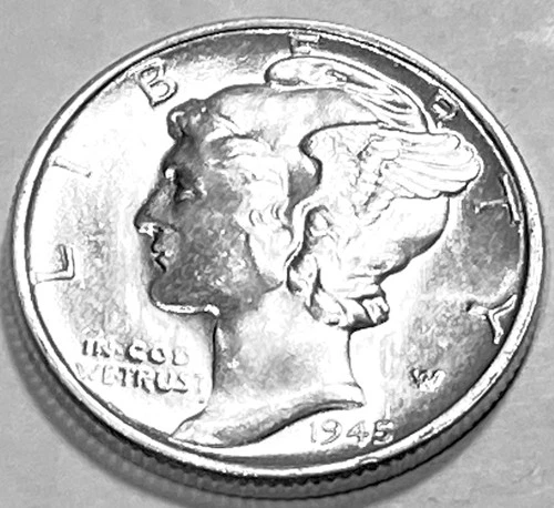 1945 P MERCURY DIME SUPERB GEM BU +  No Reserve  *J2079