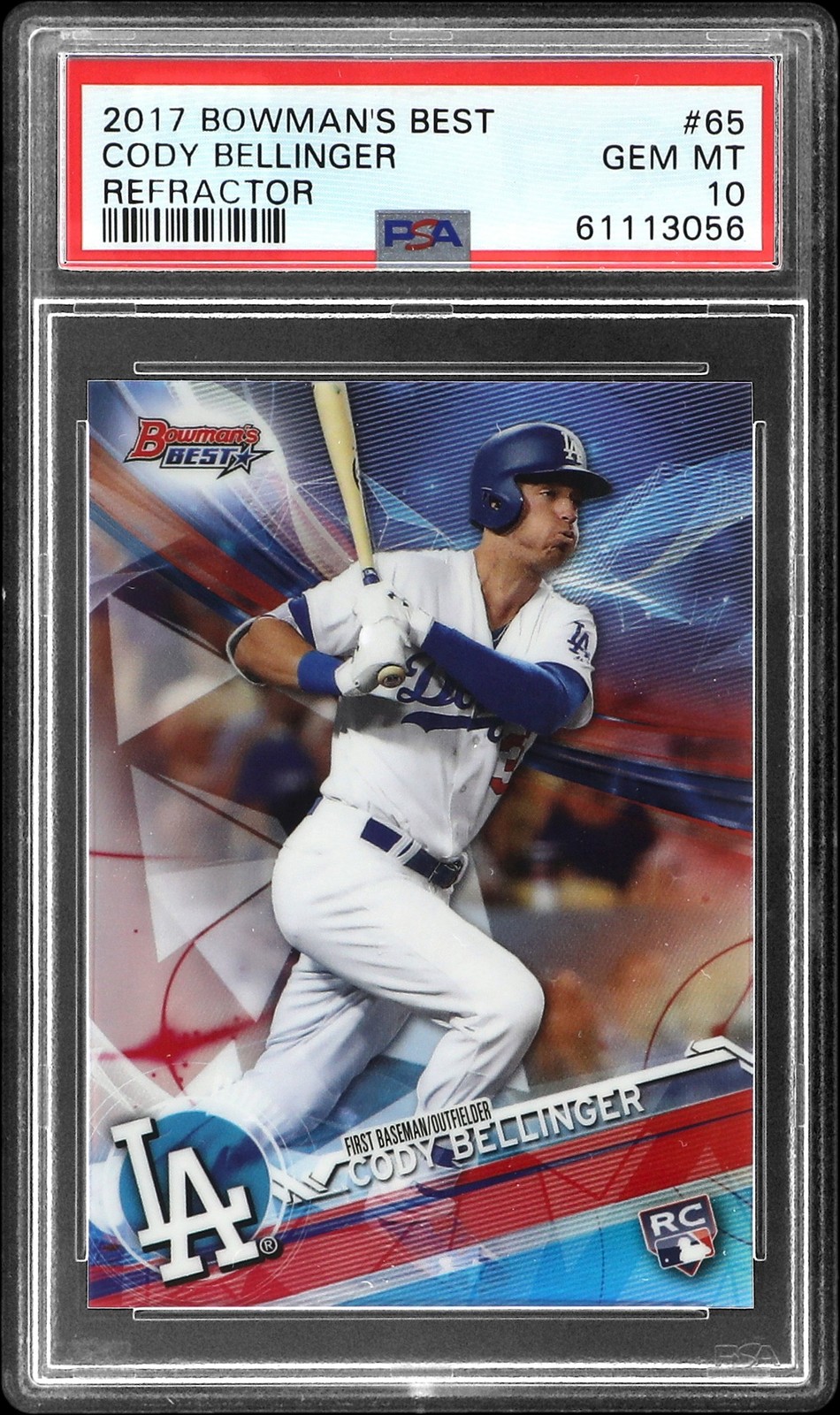 2017 BOWMAN'S BEST REFRACTOR #65 CODY BELLINGER ROOKIE RC PSA 10