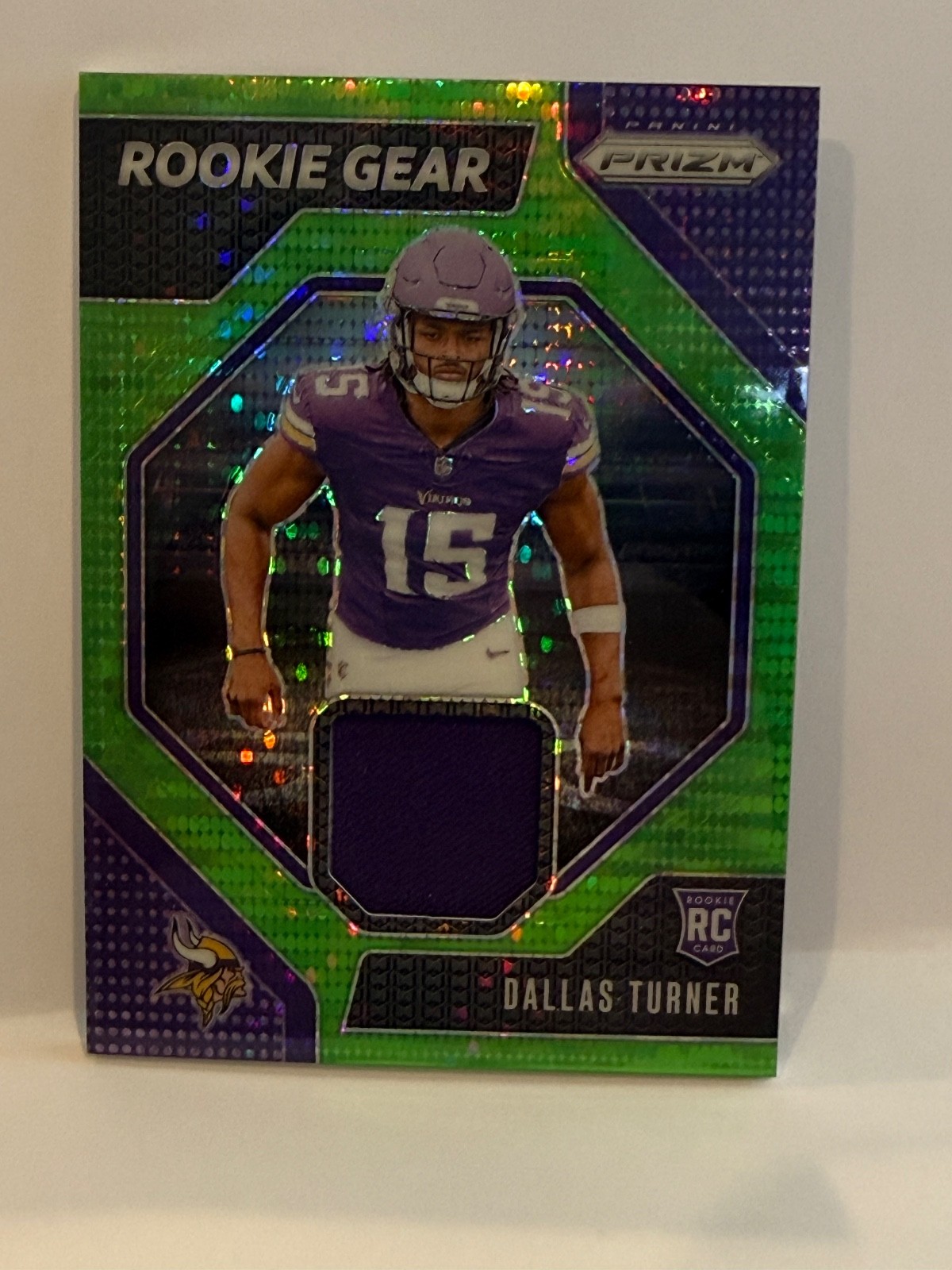 2024 Prizm Dallas Turner Rookie Gear RC Jersey Neon Green Pulsar #RG-DTR