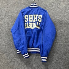 Champion Bomber Jacket Mens XXL Blue SBHS Baseball Varsity USA Made Snap Front