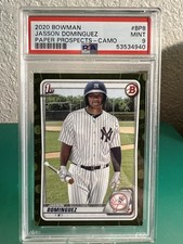 2020 Bowman Jasson Dominguez 1st Bowman Camo PSA 9 NY Yankees