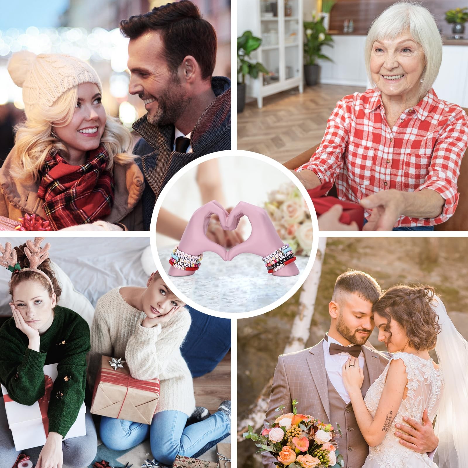 Heart Hand Sculpture, Pink Home Decor Aesthetics for Room Shelf Coffee Table ...