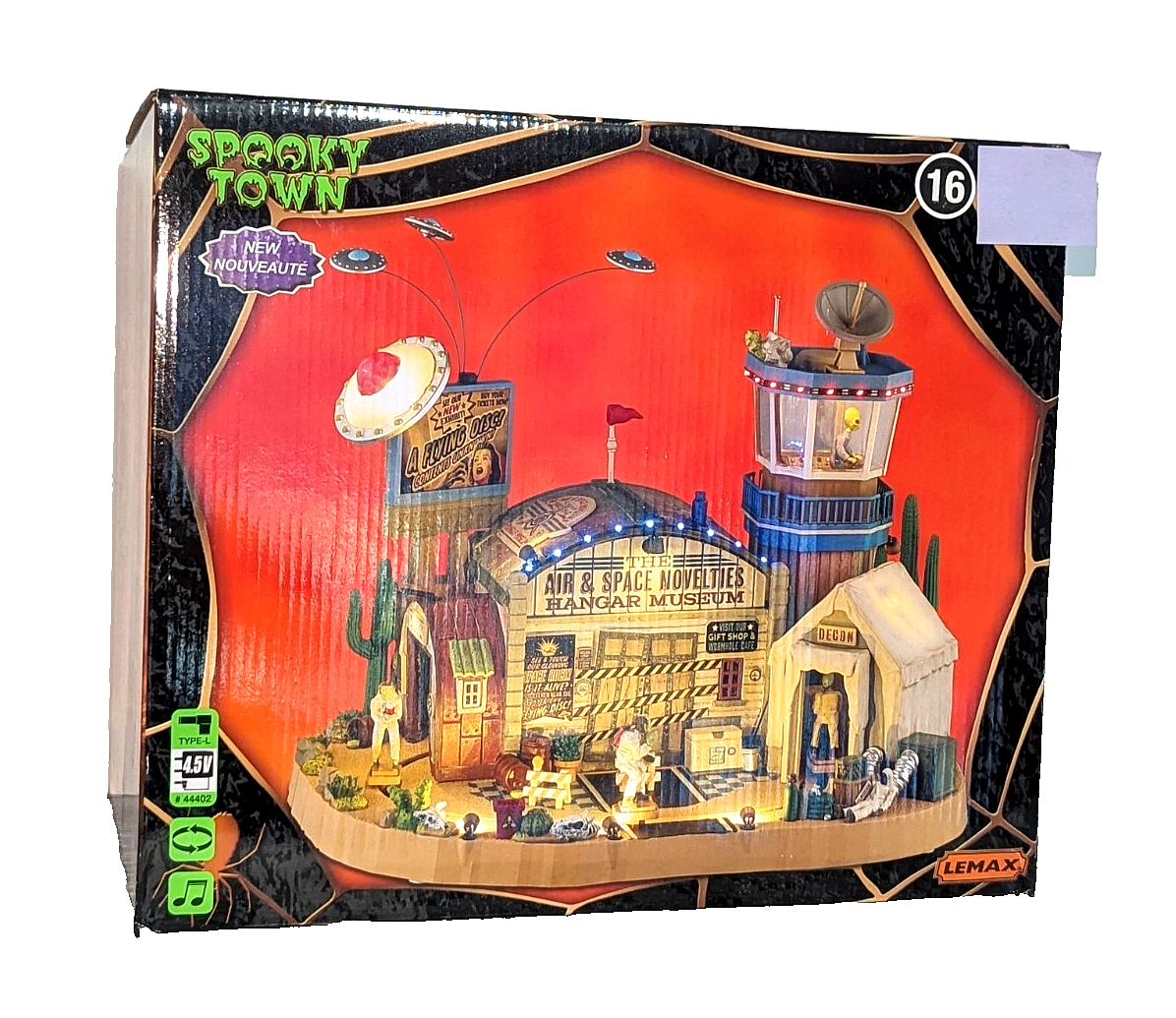 Lemax Spooky Town The Air & Space Novelties Hangar Museum UFO