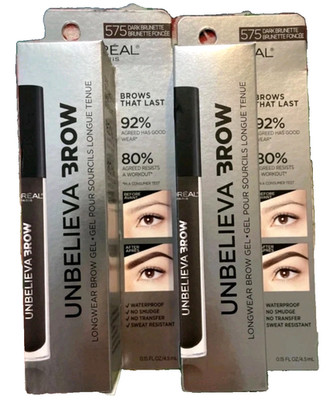 L'oreal Unbelieva-Brow Waterproof Gel 575 DARK BRUNETTE Pack of 2 *retired*