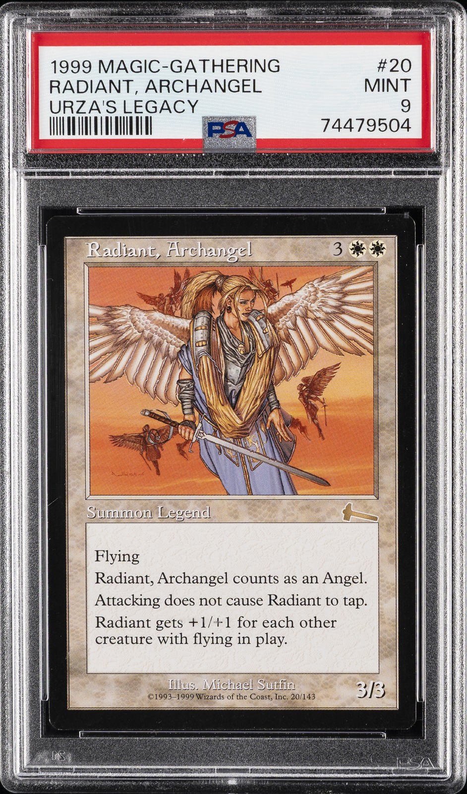 1999 MTG URZA'S LEGACY #20 RADIANT, ARCHANGEL PSA 9