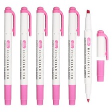 6Pack Broad and Round Tips Highlighter, Bright Pink