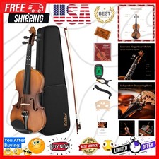 4/4 Full Size Violin Set Matte Fiddle for Beginners Adults with Hard Case, Ro...
