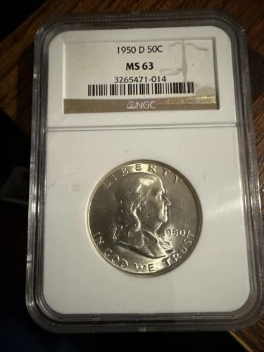 1950 D Benjamin Franklin 1/2 Dollar NGC Certified MS 63