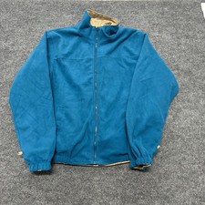 Fleece Jacket Mens Size L Blue Full Zip Mock Neck Warm Casual Outerwear