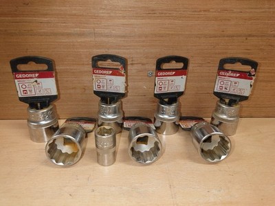 8x Gedore 1/2'' Stecknüsse - 7x 27mm, 1x 15mm