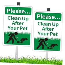 2 Pack Please Pick Up After Your Pet Sign, No Dog Poop Lawn Signs, 12''X8''