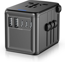 Universal Travel Adapter with 5 USB Ports and AC Outlets for 200 Countries