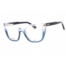 Moschino Women's Eyeglasses Crystal Blue Plastic Cat Eye Frame MOS603 0QM4 00