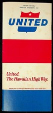 Vintage United Airlines System Timetable December 1, 1968 Hawaiian High Way Map
