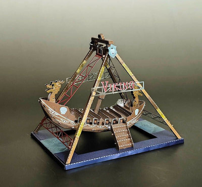 Wikingerschiff Fahrt Metall Modellbausatz - 3D Laser-Cut Puzzle für Vergnügungspark & Zum Selbermachen 