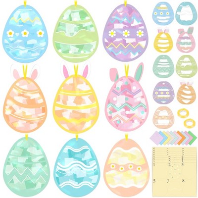 48PCS Easter Crafts Bulk: Eggs Paper Suncatchers DIY Kit for Activities Decor...