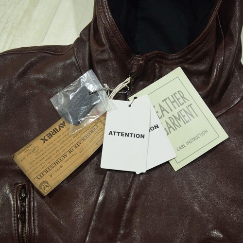 Avirex Out of Print Sheep Leather Hooded Jacket Brown Sheepskin Used - Picture 6 of 12