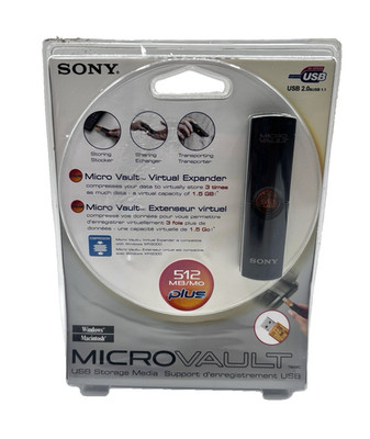 Vintage SONY MICRO VAULT USB 2.0 512MB Virtual Expander - New! Sealed!