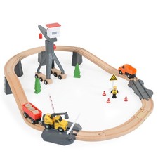 Tooky Toy TH682 Construction Yard Train Set - Compatible with BRIO  - BNIB
