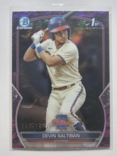2023 Bowman Chrome 1st Fuchsia Crater Refractor /199 Devin Saltiban BDC-2