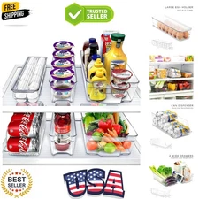 Set of 6 Clear Refrigerator Organizers – Stylish Storage for Fridge & Pantry