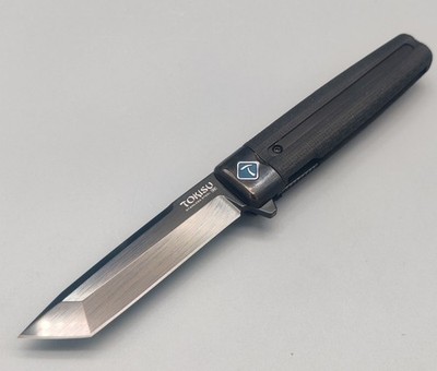 Tokisu Messer Shindu Tanto All Black Taschenmesser Linerlock Folder D2 Stahl