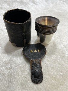 Vintage P. H. Locklin & Sons Sterling Silver 6 Shot Glass Set W/ Funnel & Case