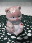 FENTON VINTAGE ART GLASS BLUE BURMESE SITTING BEAR FIGURINE c. 2000