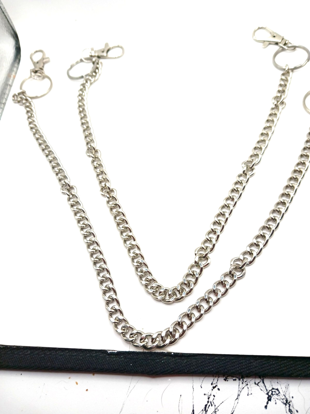 TWO  Single Layer  Pants Or Wallet  Chains Silver… - image 5