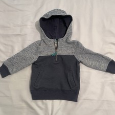 Genuine Kids from OshKosh 2T Light Blue Navy Hooded 1/2 Zip Sweatshirt Pockets