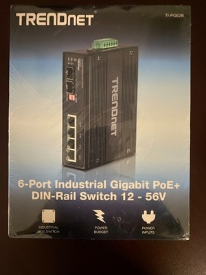 TRENDnet TI-PG62B, 6-Port Industrial Gigabit PoE+ DIN-Rail Network Switch