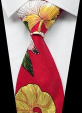 New Classic Floral Red White Pink Gold Green Woven 100 Cotton Men's Tie Necktie