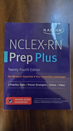 NCLEX-RN Prep Plus 24th Edition by Kaplan Nursing Content Review Guide 8th Ed.