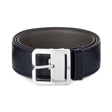 Montblanc Leather Belt   Black  Grey Reversible 40MM   Square Buckle   MB131162
