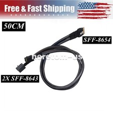 PCIe 4.0 SlimSAS SFF-8654 74PIN 8i Host to 2 xSFF-8643 36pin EP Cable-50CM