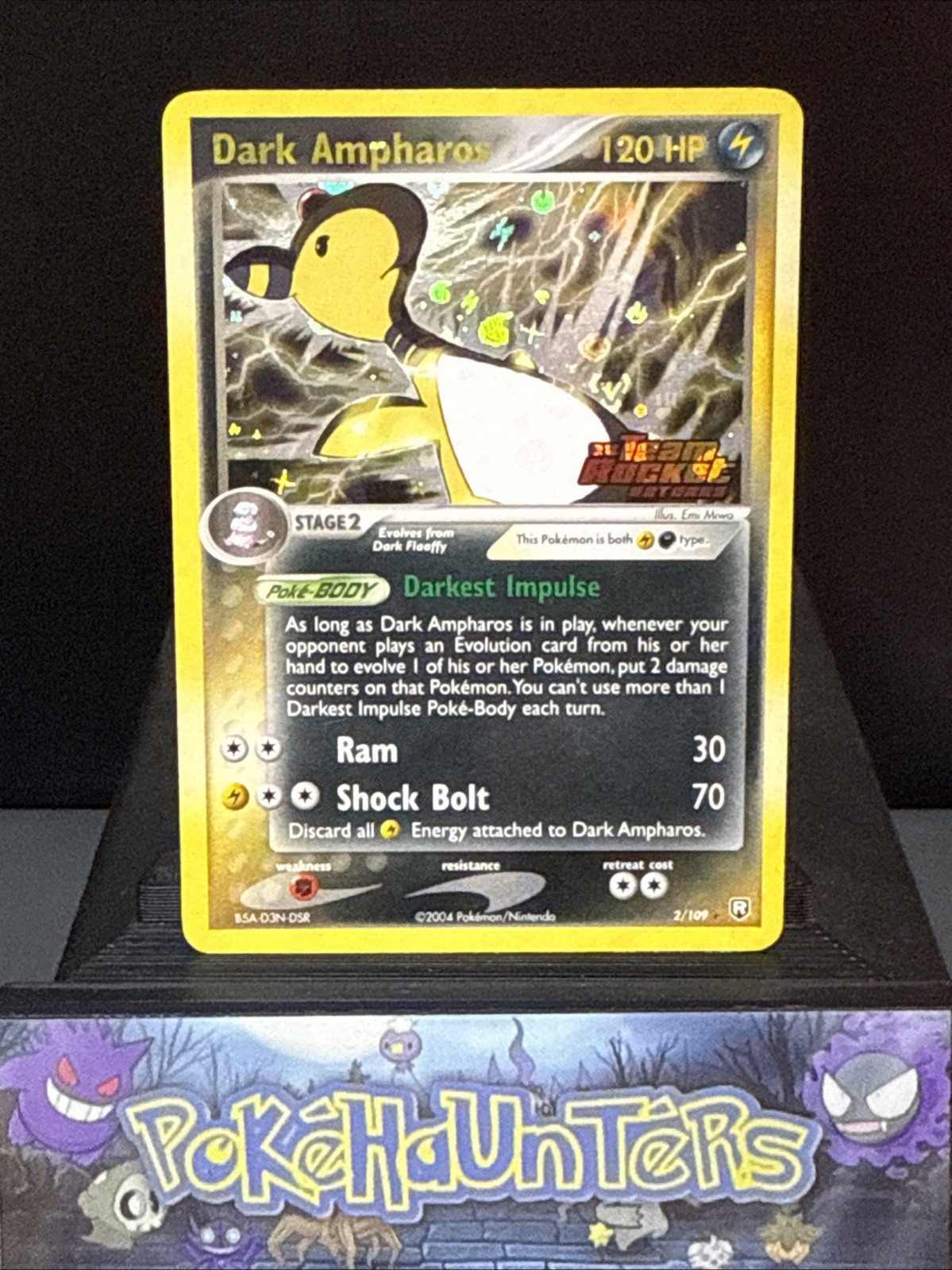 Pokemon Card Dark Ampharos 2/109 EX Team Rocket Returns Reverse Holo Rare LP