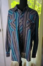 Wrangler Western Shirts Pearl Snap Shirt Mens XL Multicolor Striped 75201AA