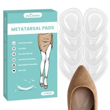 ZUCNANA Metatarsal Pads for Women 4 Pairs Shoe Inserts , 4 Pairs, Clear