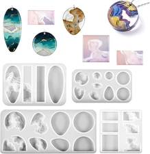 4 Pack Island Resin Jewelry Mold, Earring Silicone Mold Epoxy Ocean Marine Life 