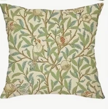 William Morris Abstract Floral Bird Design Linen Throw Pillow Cover Home Decor