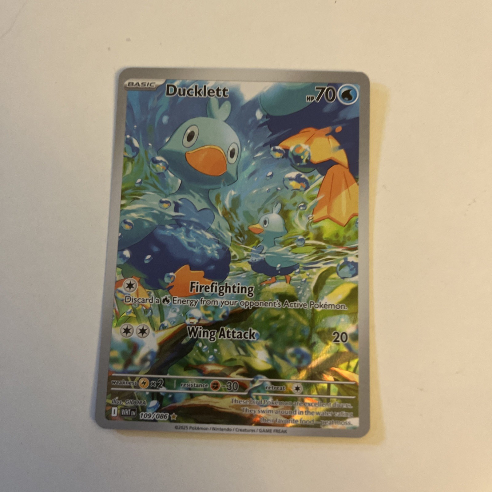 Pokémon Ducklett Sv: White Flare 109/086 Illustration Rare Full Art Holo Card