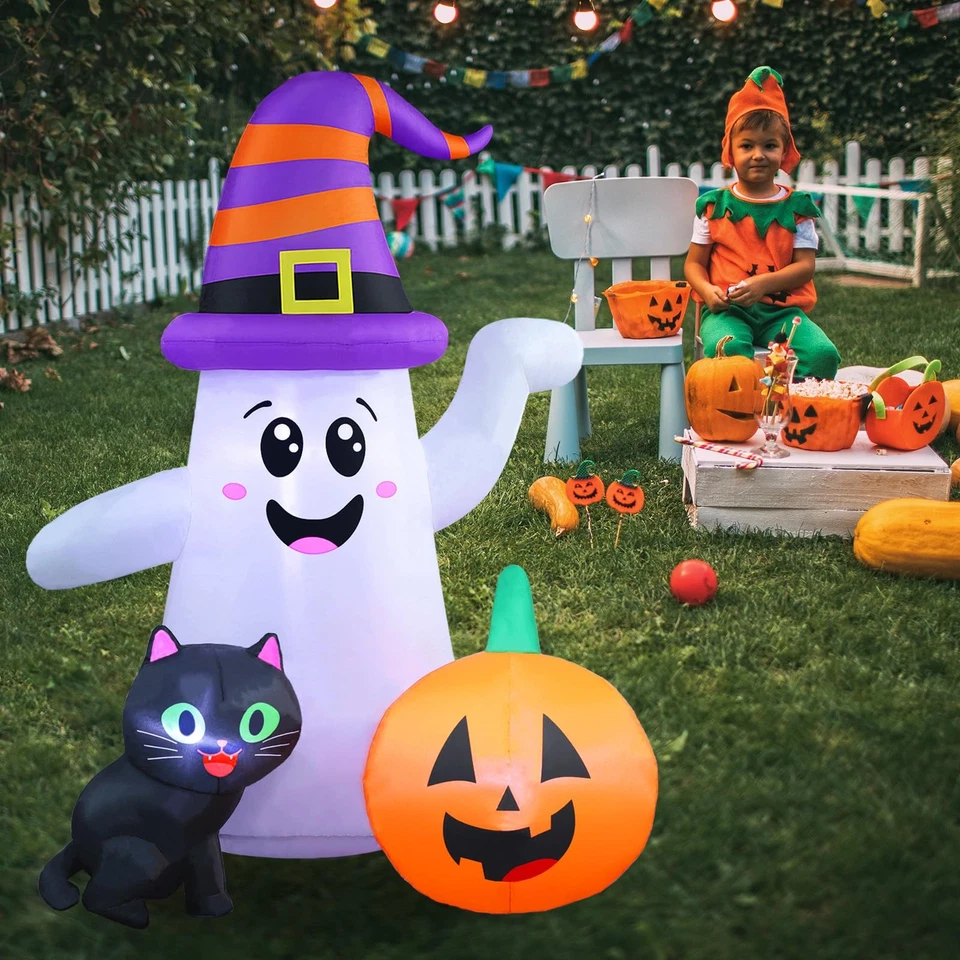 Lindo fantasma inflable de Halloween de 5 pies, fantasma mago explota Foto 4 de 4