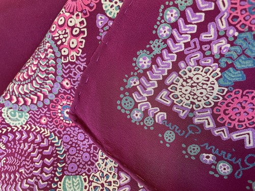 H80# Francoise Giroux Paris Vintage Silk Scarf Burgundy Paisley Floral Designer, $38.5 - Photo 2