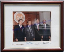 Reagan Nixon Ford Bush signed photo at Nixon Prez Library opening - 4 GOP Prez