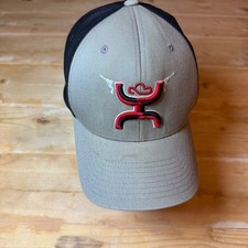 Hooey Hands Up Flexfit Hat Mens L-XL Gray Black Embroidered Baseball Cap