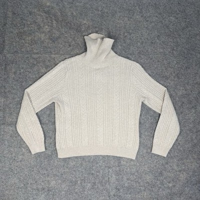 Valerie Stevens Cable Knit Turtleneck Sweater Women's PETITE Medium Cream
